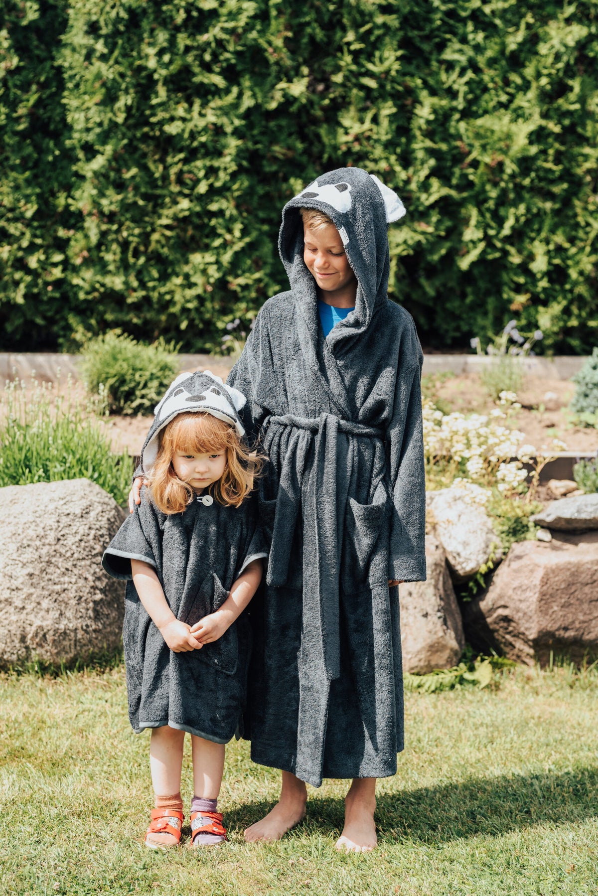 Korte mouwen Poncho Wolf voor kinderen (maat 122-150)