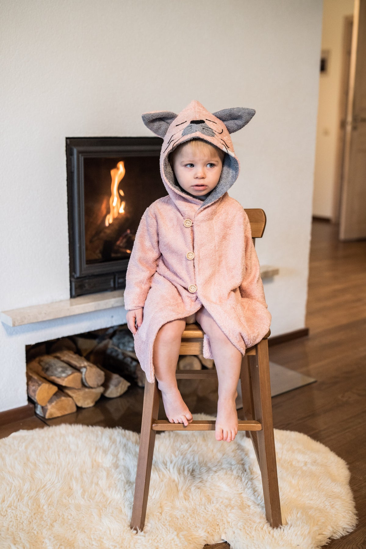 Bamboe badstof Badjas Kat voor peuters (maat 82/86-116)