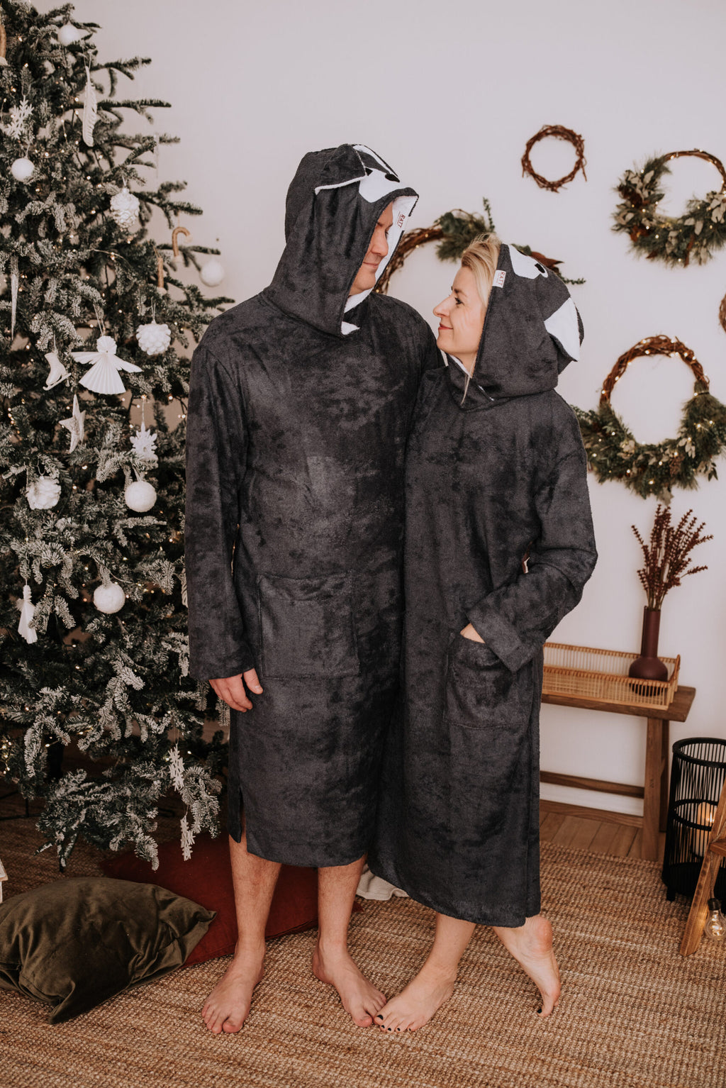 Long-Sleeve Poncho WOLF for Adults - Bamboo Terry