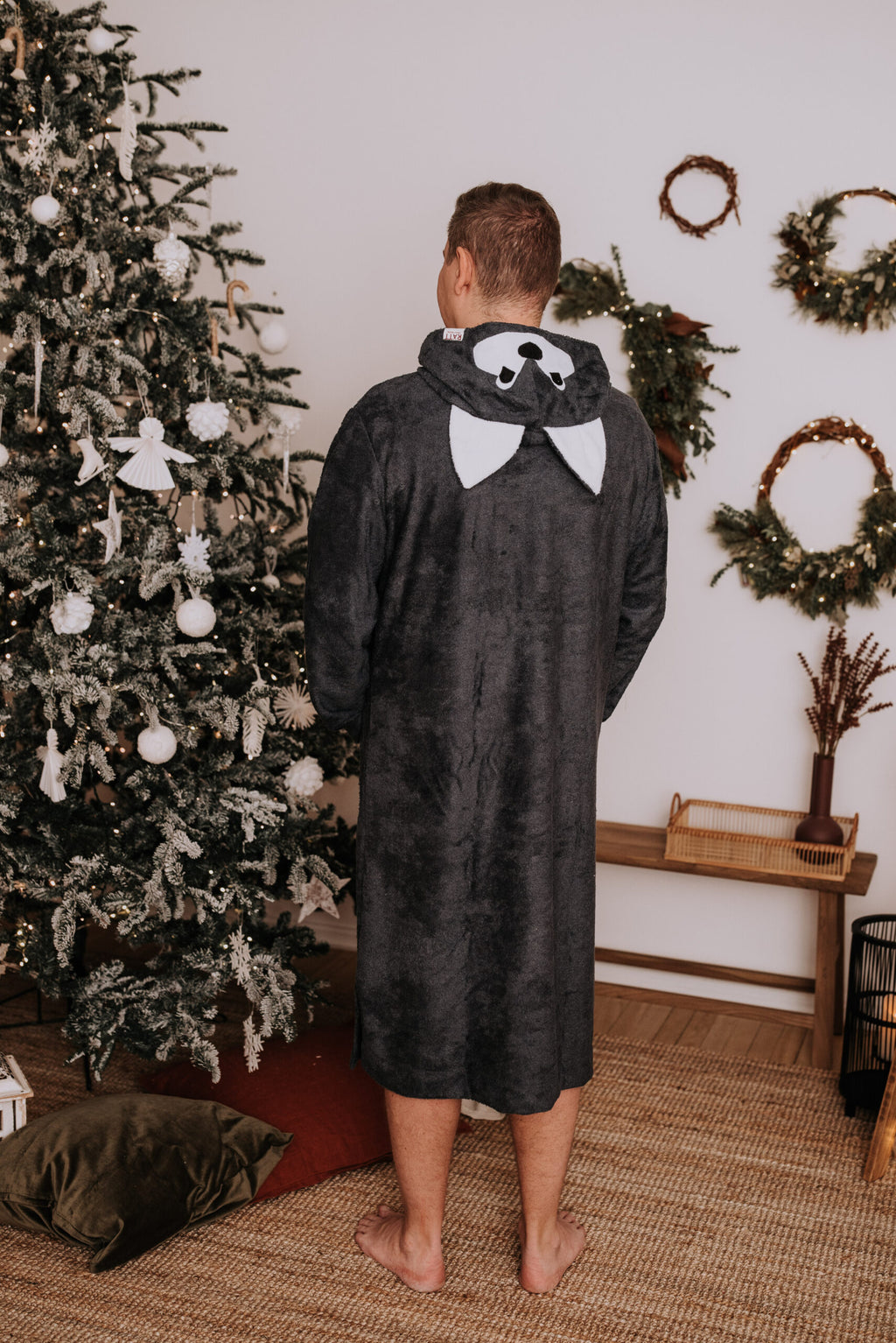 Lange mouwen Poncho Wolf voor volwassenen Bamboe badstof