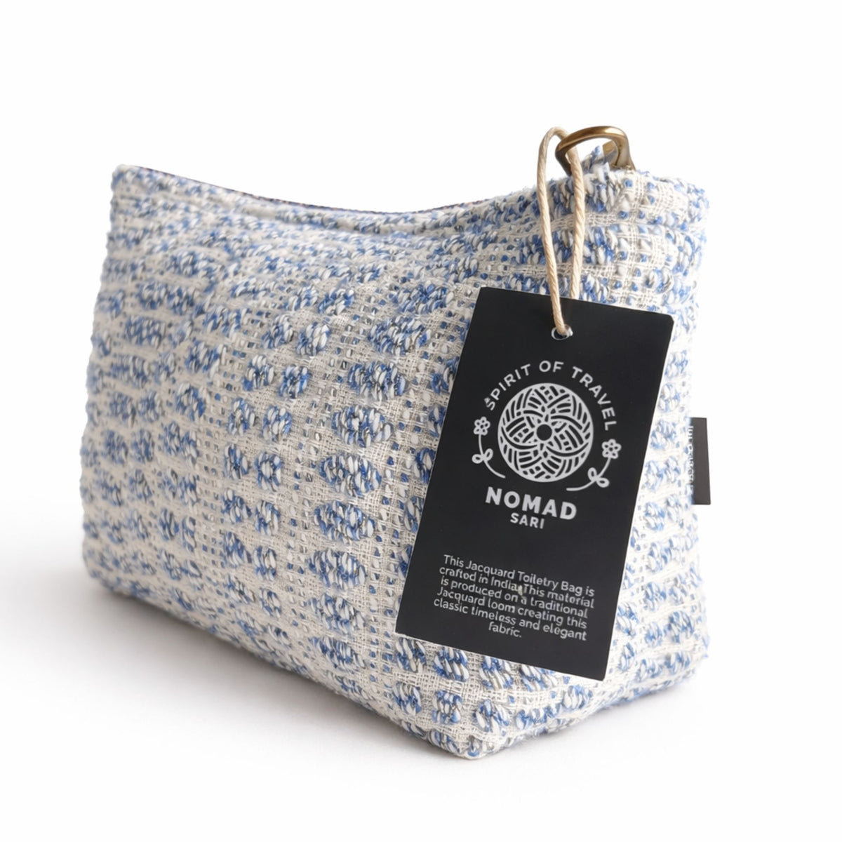 Nomad Sari Indian Jacquard Toilettas - Indigo Echo