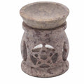 Kleine speksteen Oliebrander 8cm – drie manen en pentagram