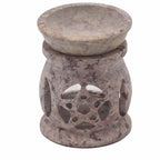 Kleine speksteen Oliebrander 8cm – drie manen en pentagram