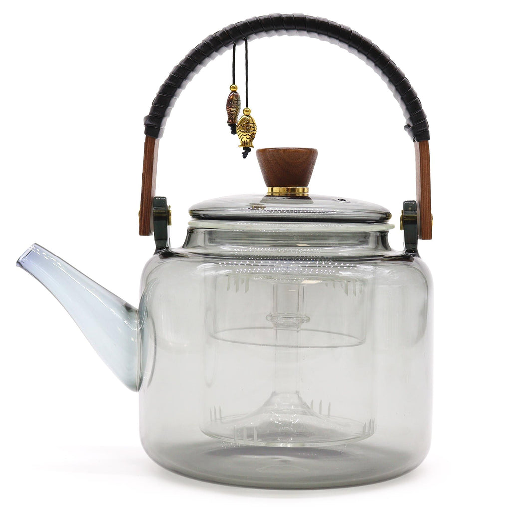 Glazen theepot met infuser – met stoomsysteem, charcoal – 1000 ml