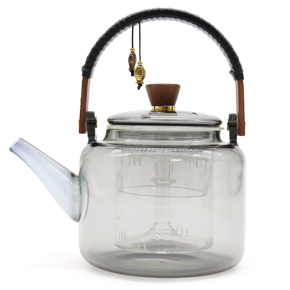Glazen theepot met infuser – met stoomsysteem, charcoal – 1000 ml