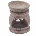 Kleine speksteen Oliebrander 8cm – drie manen en pentagram