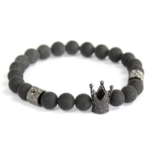 Armband Crystal Crown met zwarte agaat