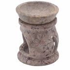 Kleine speksteen Oliebrander 8cm – drie manen en pentagram