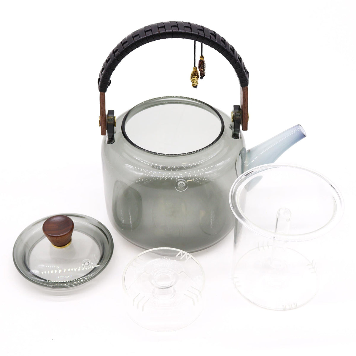 Glazen theepot met infuser – met stoomsysteem, charcoal – 1000 ml