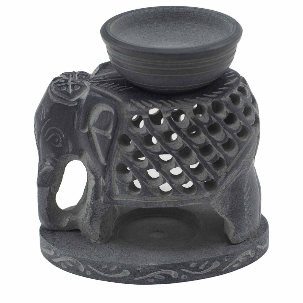 speksteen Oliebrander 10.5cm – Standing olifant