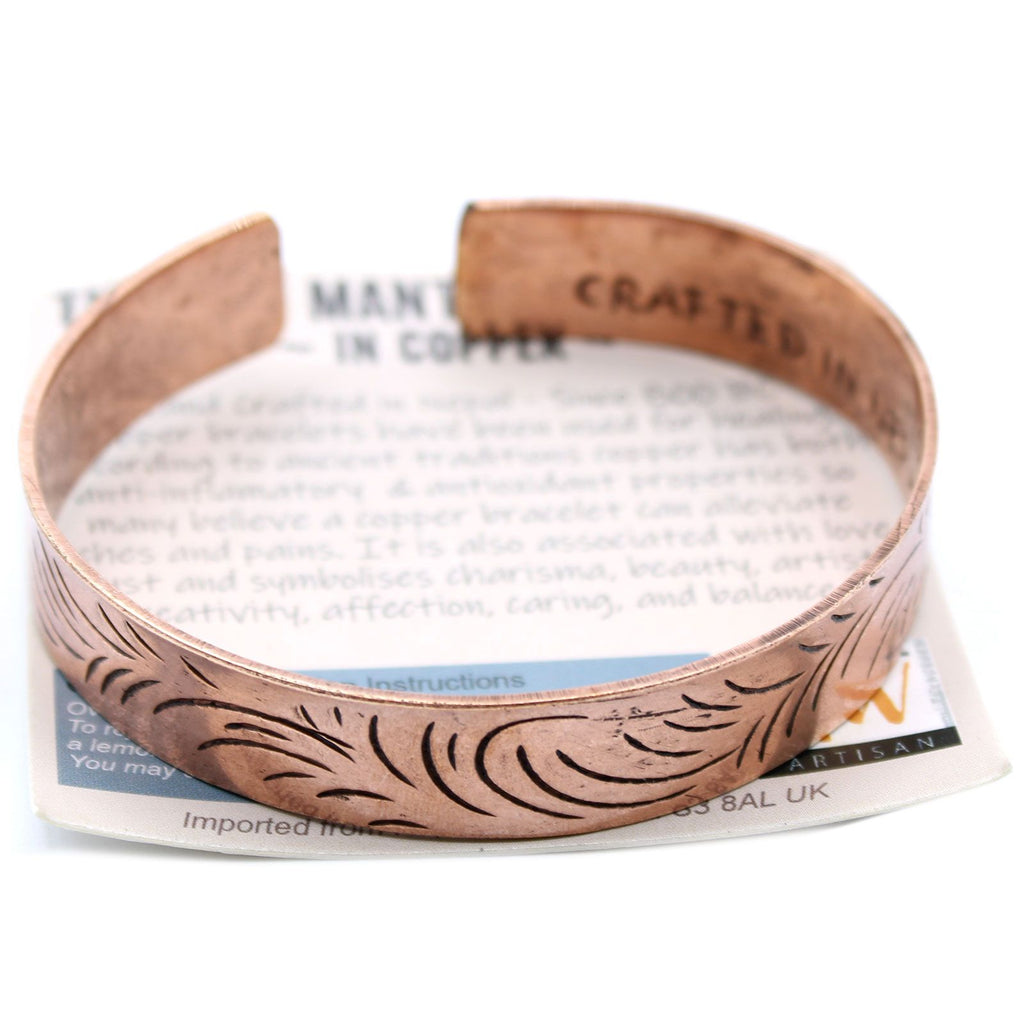 Brede koperen Tibetaanse armband Tribal Swirls
