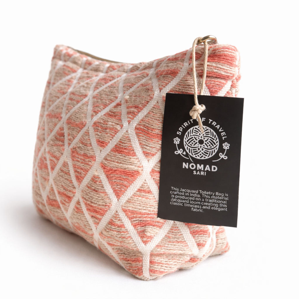 Nomad Sari Indian Jacquard Toilettas  - Rose Lattice