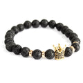 Goudkleurige armband Crown met lavasteen