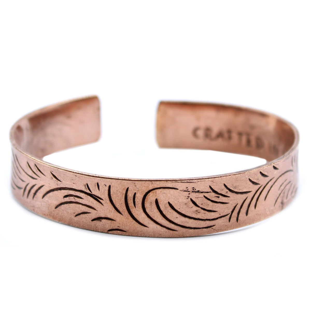 Brede koperen Tibetaanse armband Tribal Swirls