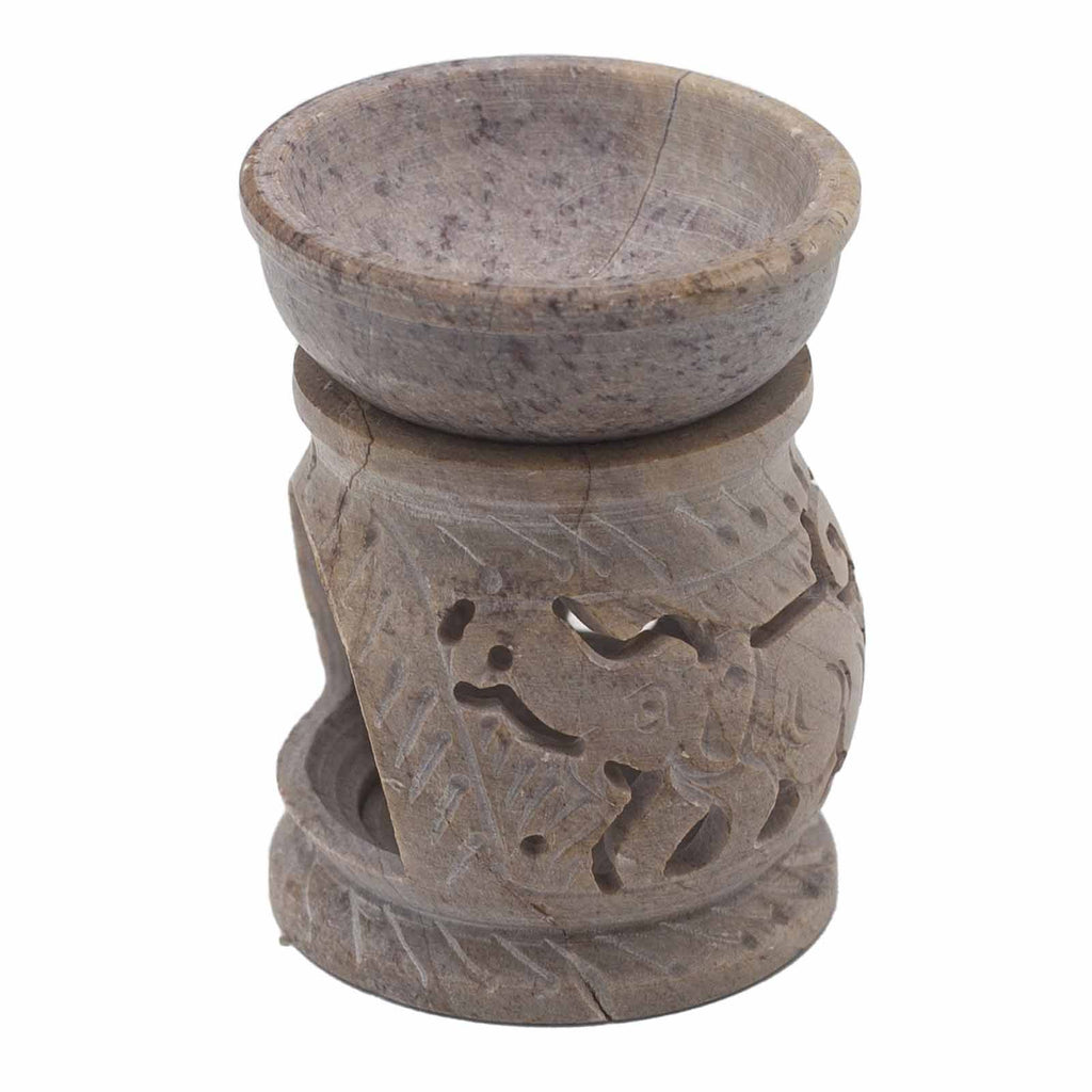 Kleine speksteen Oliebrander 8cm – olifant