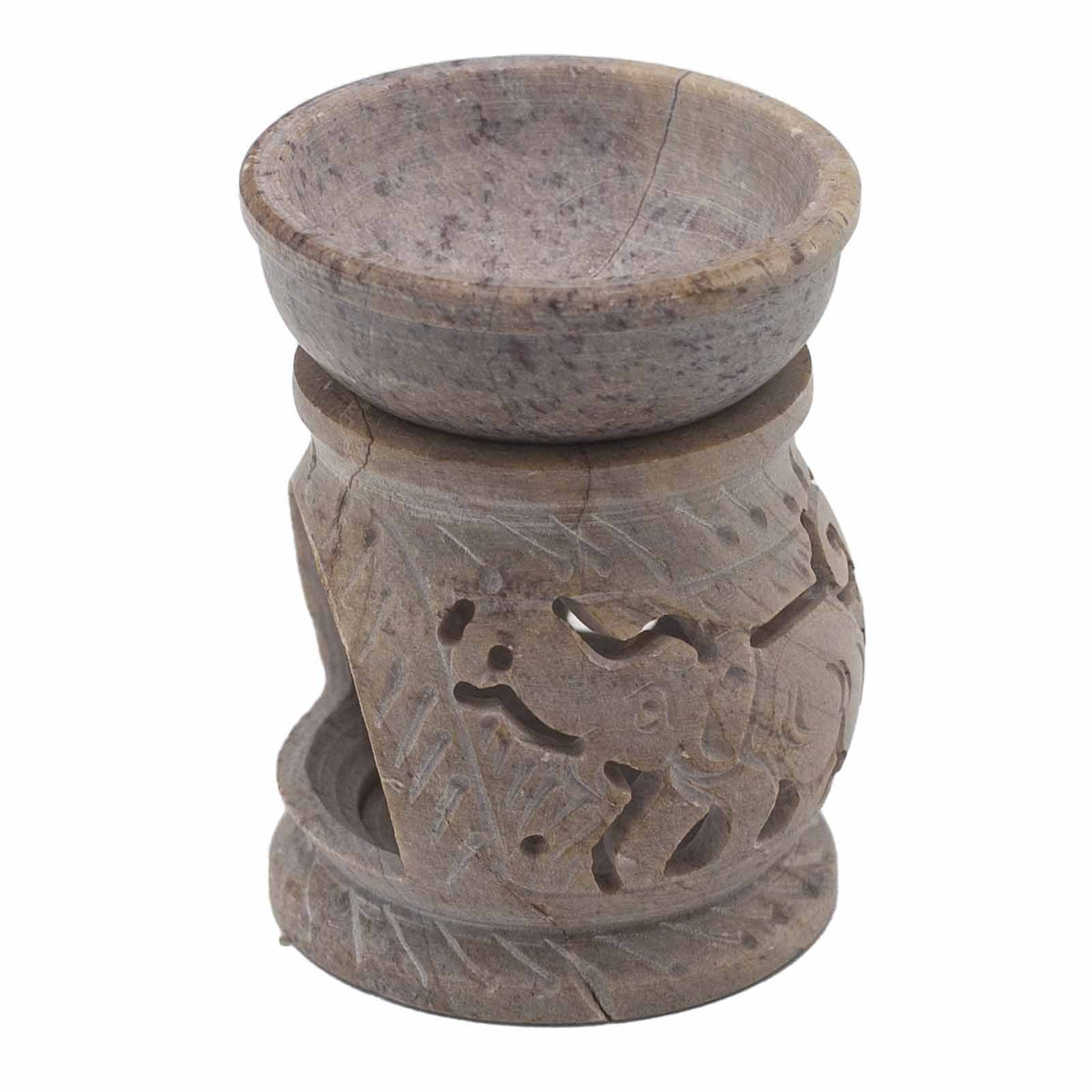 Kleine speksteen Oliebrander 8cm – olifant