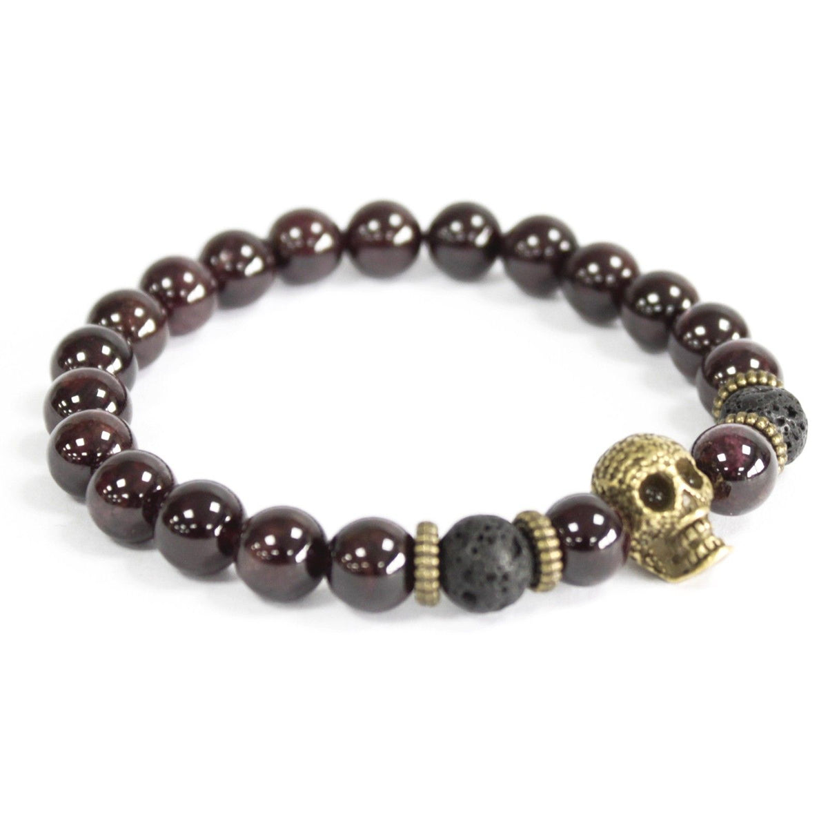 Bronzen armband met schedel en bloedsteen