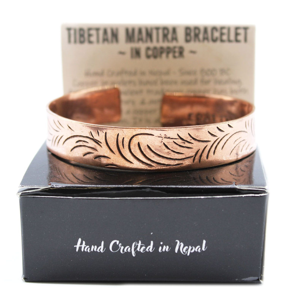 Brede koperen Tibetaanse armband Tribal Swirls