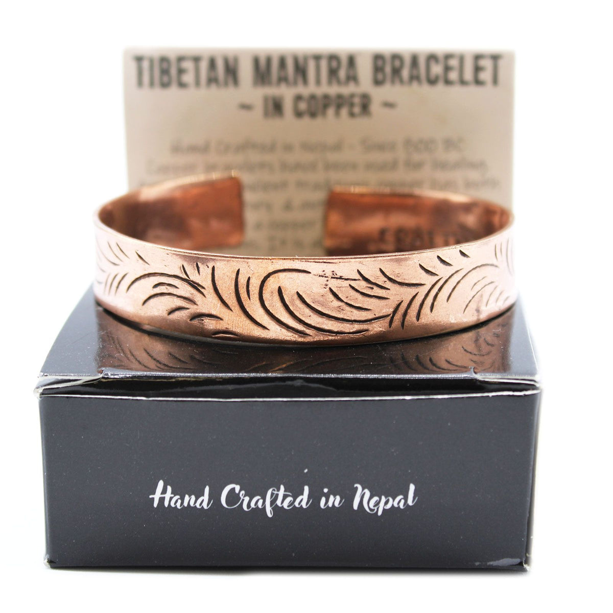 Brede koperen Tibetaanse armband Tribal Swirls