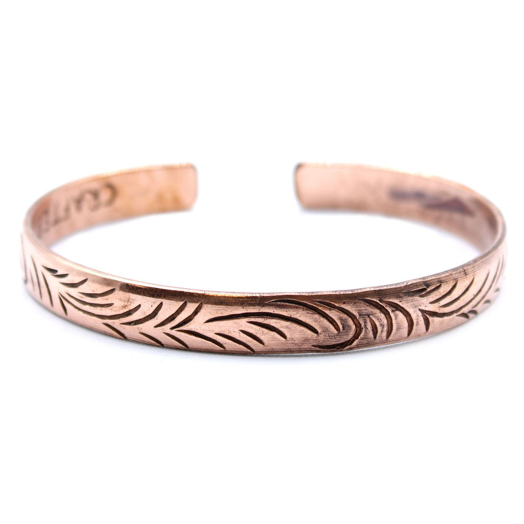 Smalle koperen Tibetaanse armband Tribal Swirls