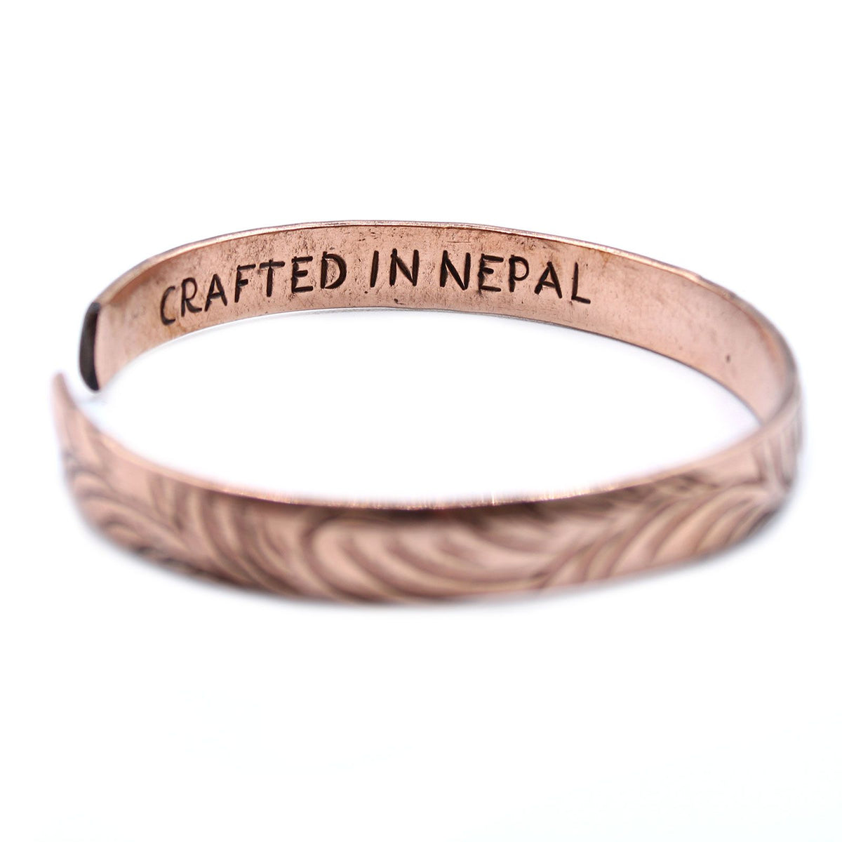 Smalle koperen Tibetaanse armband Tribal Swirls