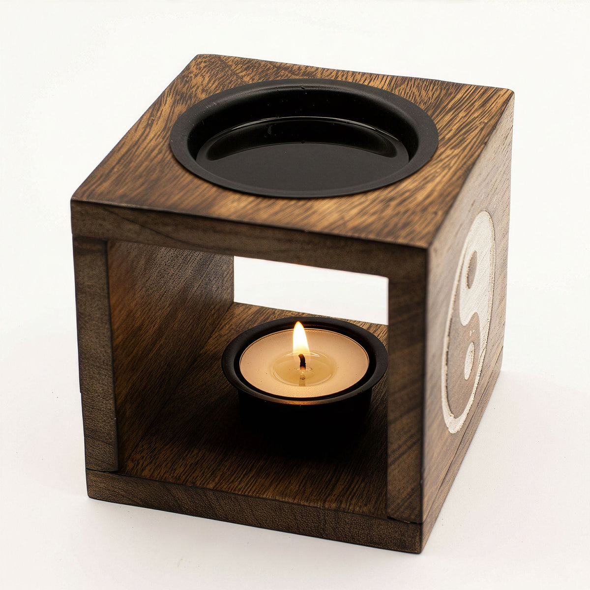 Vierkante mangohout Oliebrander – yin yang