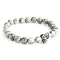 Tinlook armband met schedel en grijze agaat