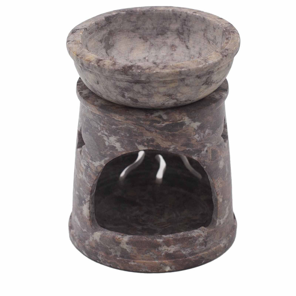 Kleine speksteen Oliebrander 8cm – zon en sterren