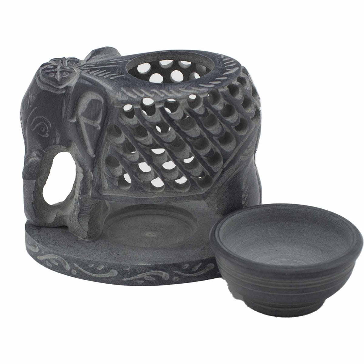 Speksteen Oliebrander 10.5cm – Standing olifant