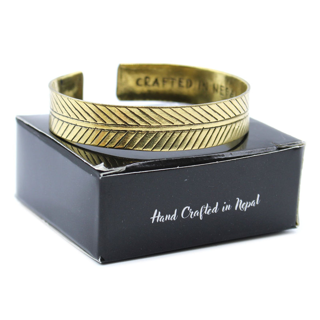 Brede messing Tibetaanse armband Tribal Leaf
