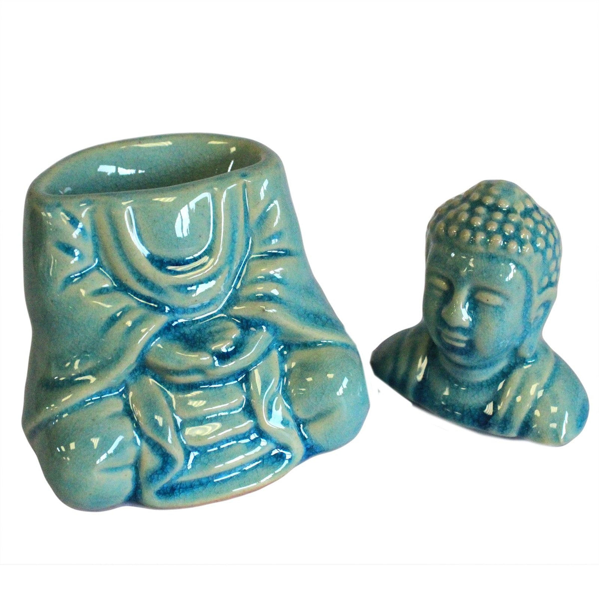 Zittende Boeddha Oliebrander – Blue