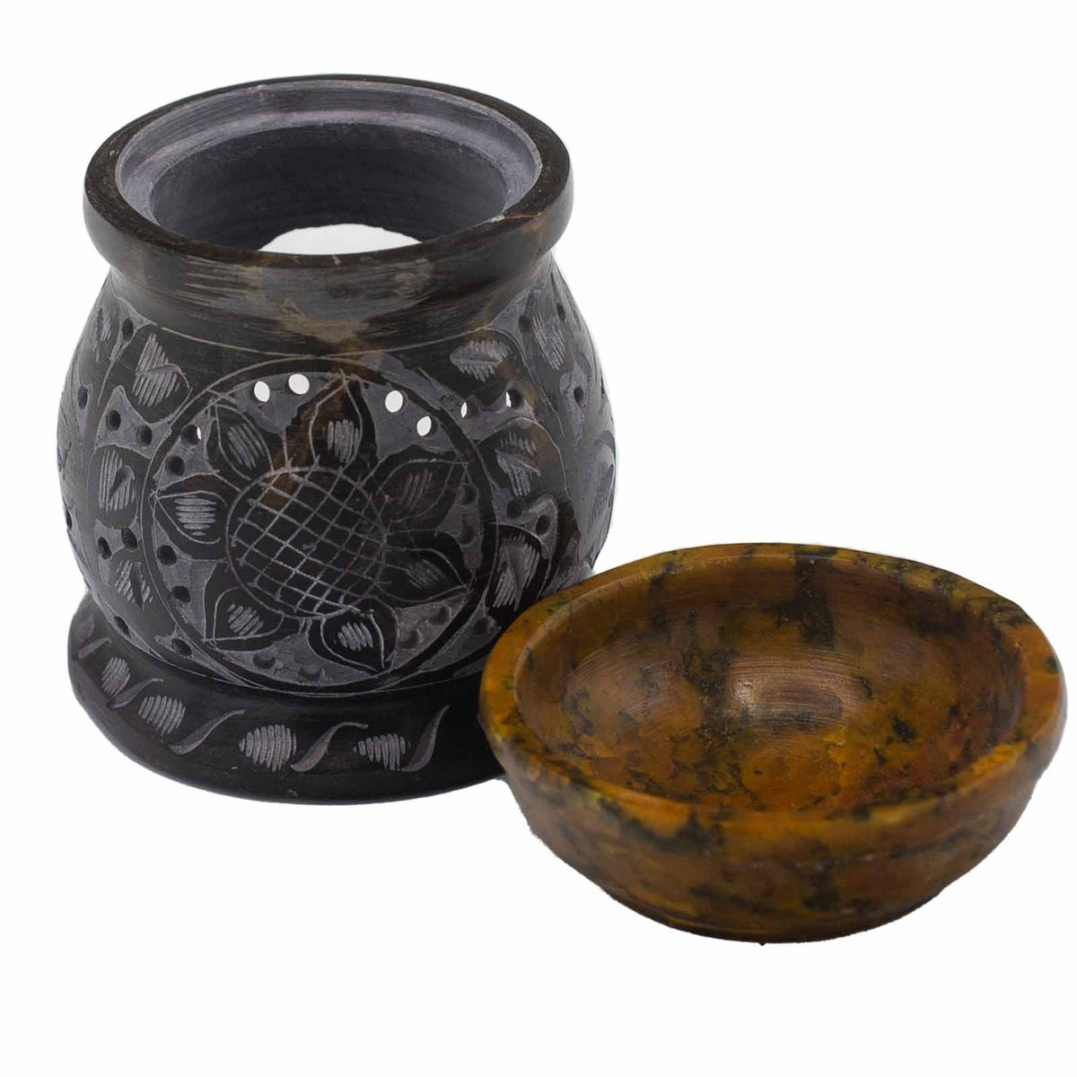 Speksteen Oliebrander 10cm – mandalabloem