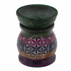 speksteen Oliebrander 10cm – Flower of Life – Five Colours