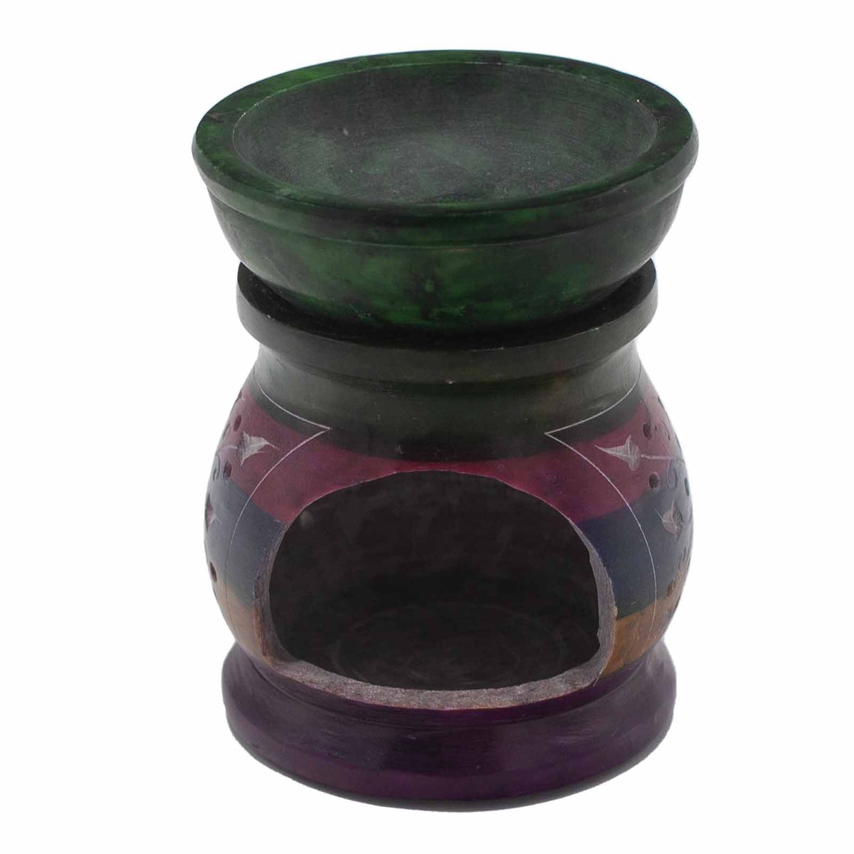 Speksteen Oliebrander 10cm – Flower of Life – Five Colours
