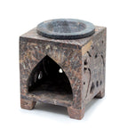 Vierkante speksteen Oliebrander 10x7.5cm – olifant