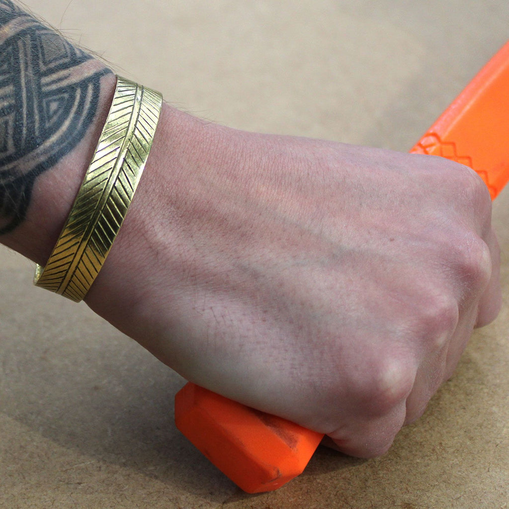 Brede messing Tibetaanse armband Tribal Leaf
