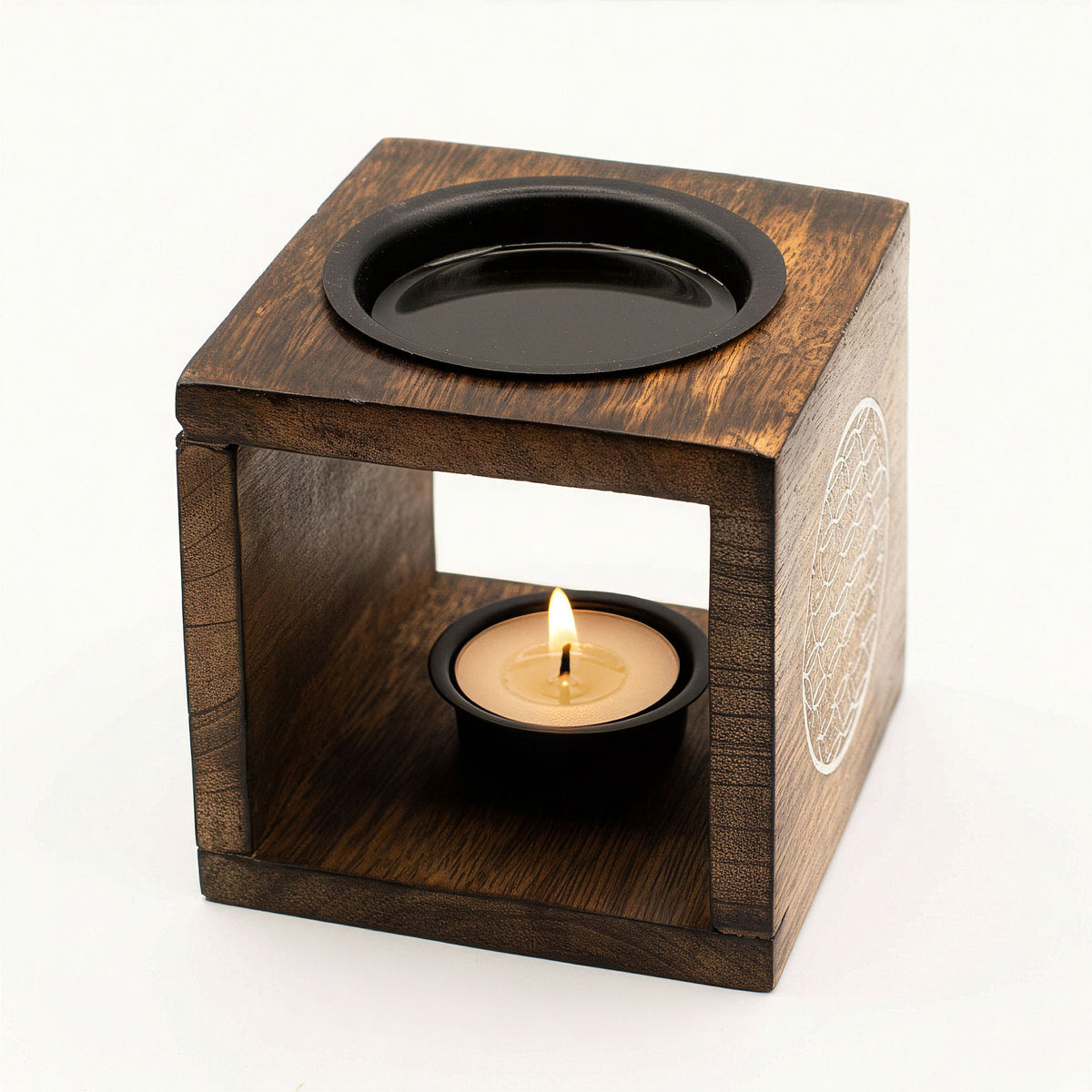 Vierkante mangohout Oliebrander – Flower of Life