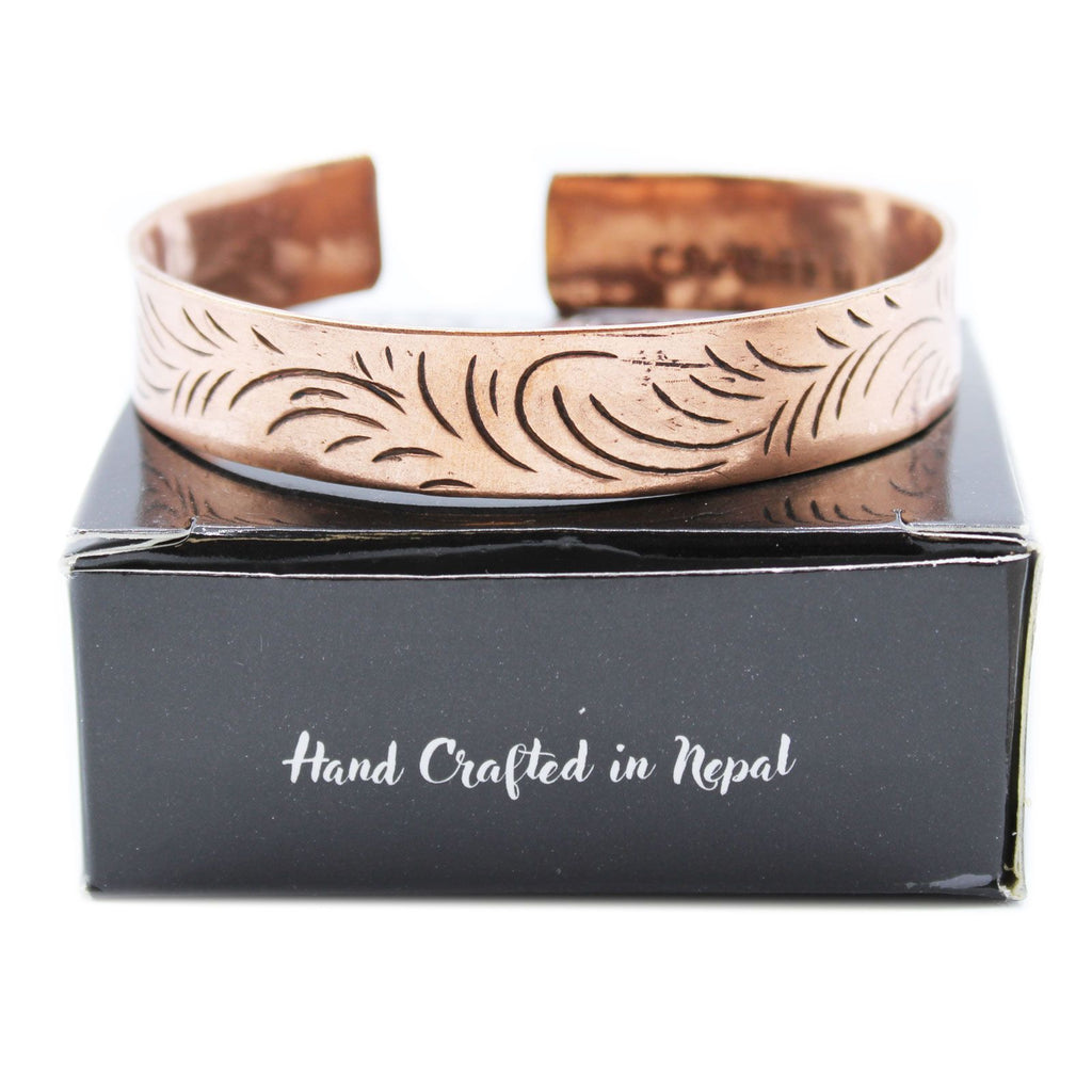 Brede koperen Tibetaanse armband Tribal Swirls