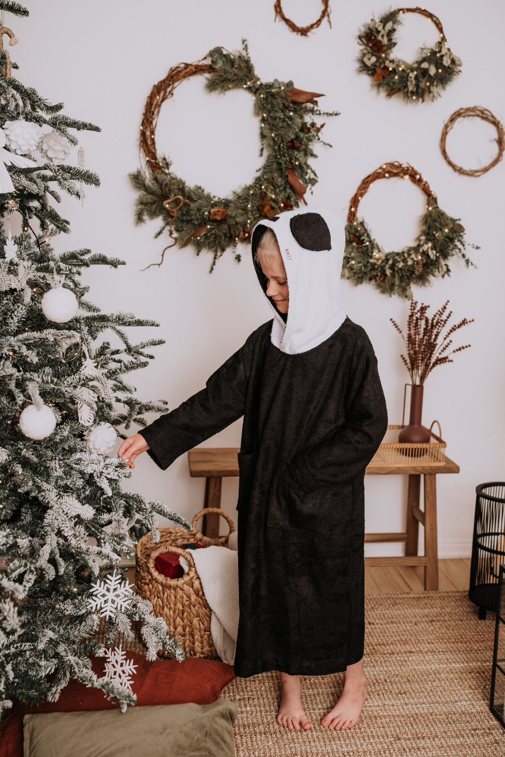 Long-Sleeve Poncho PANDA - For KIDS (Size 122-150)