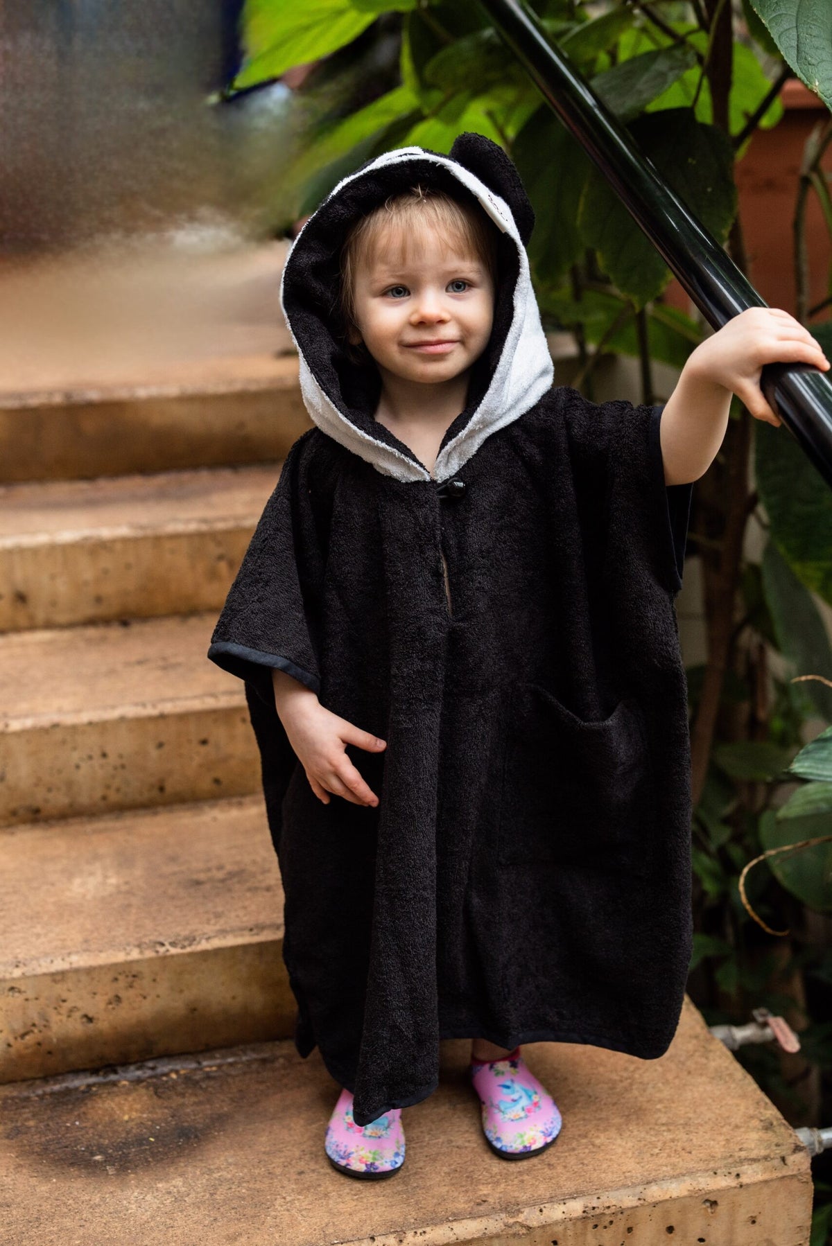 Korte mouwen Poncho Panda voor peuters (maat 82/86-116)