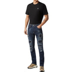 Philipp Plein herenjeans blauw -gesleten effect -gescheurd effect