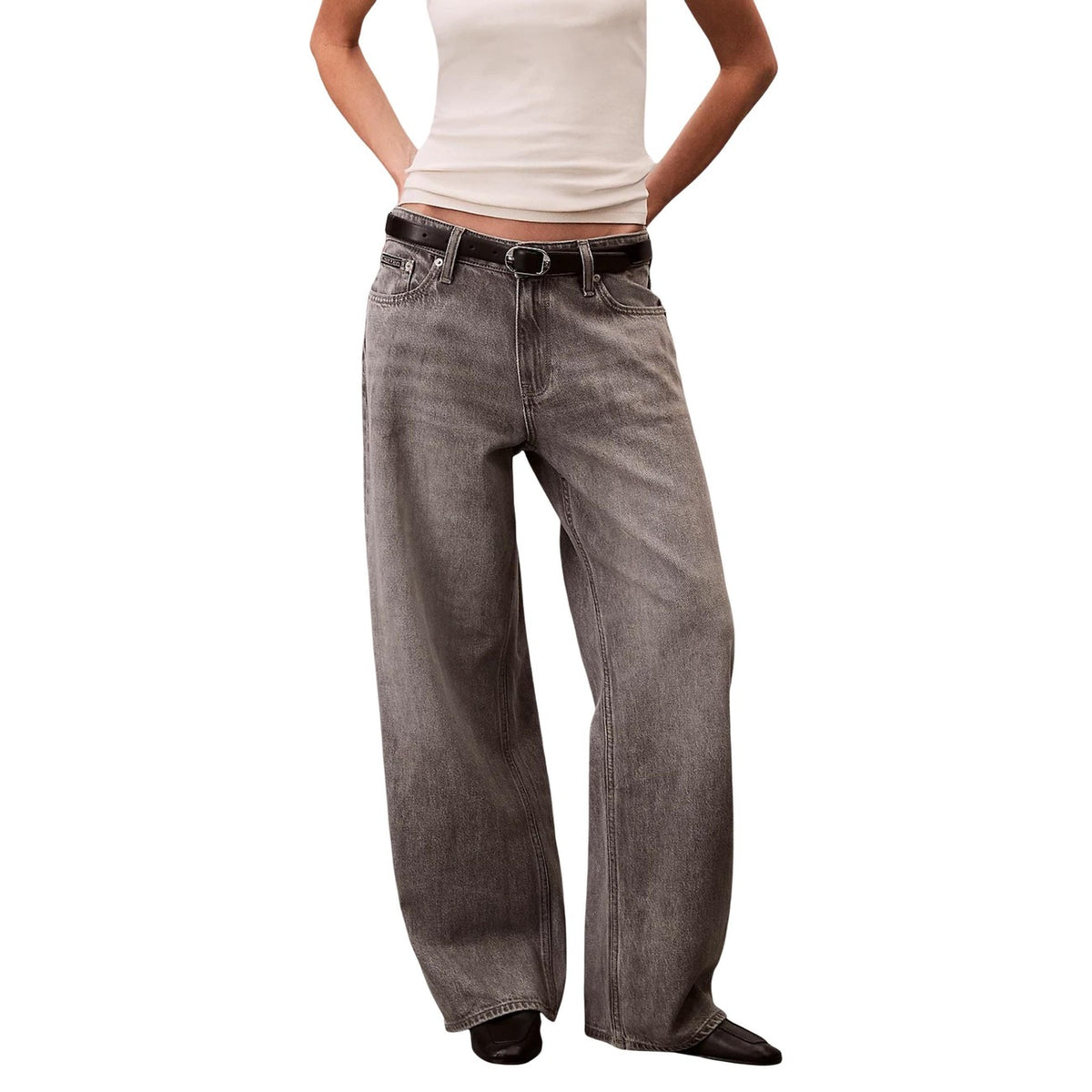 Calvin Klein Jeans damesjeans grijs - vooraanzicht