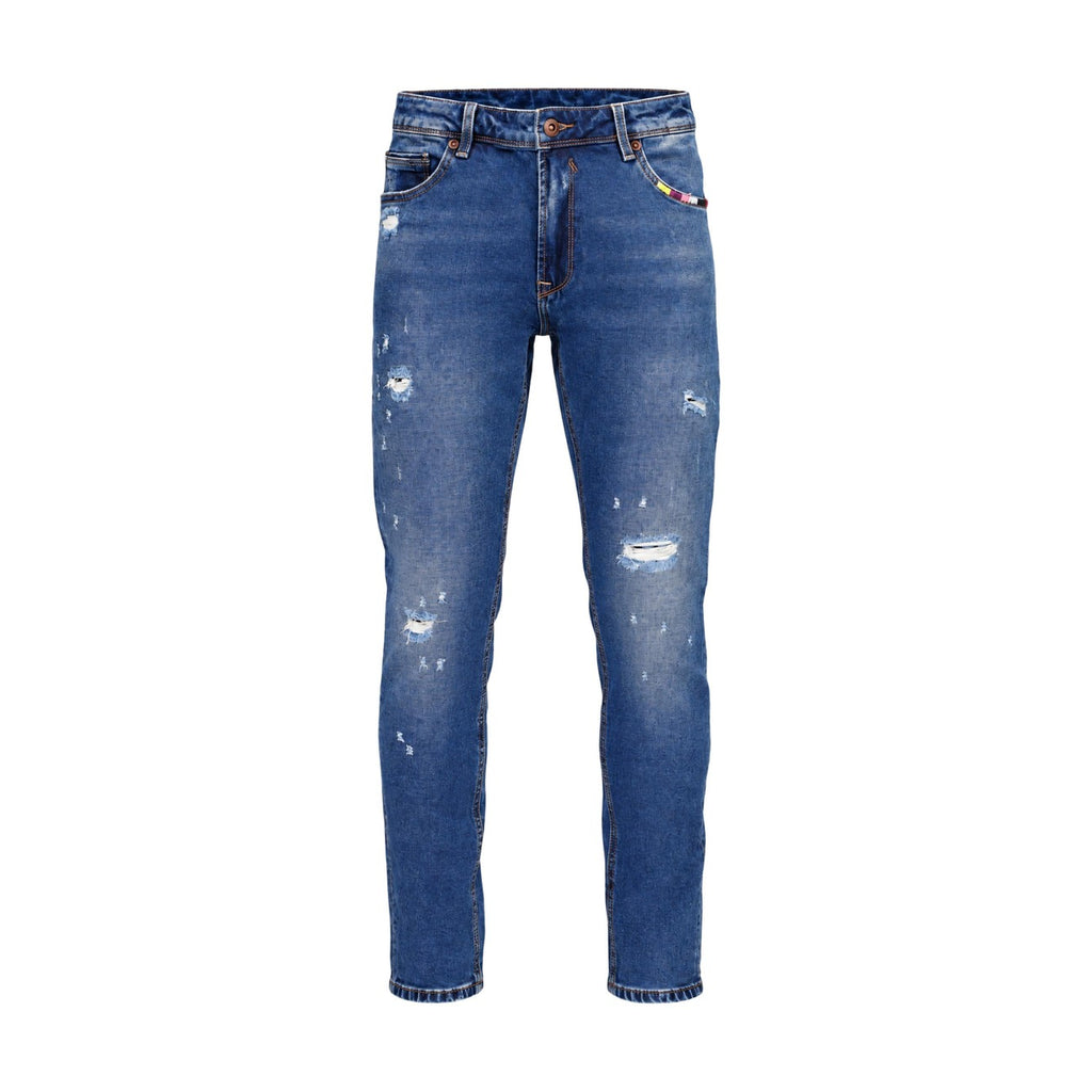 Gianni Lupo herenjeans blauw -gescheurd effect