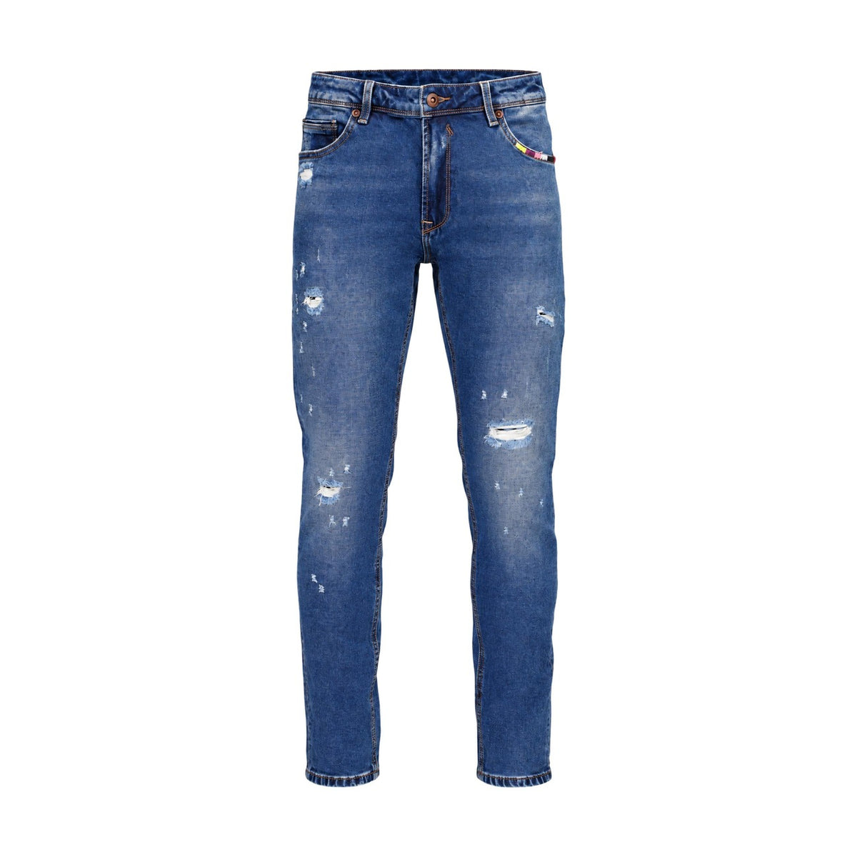 Gianni Lupo herenjeans blauw -gescheurd effect