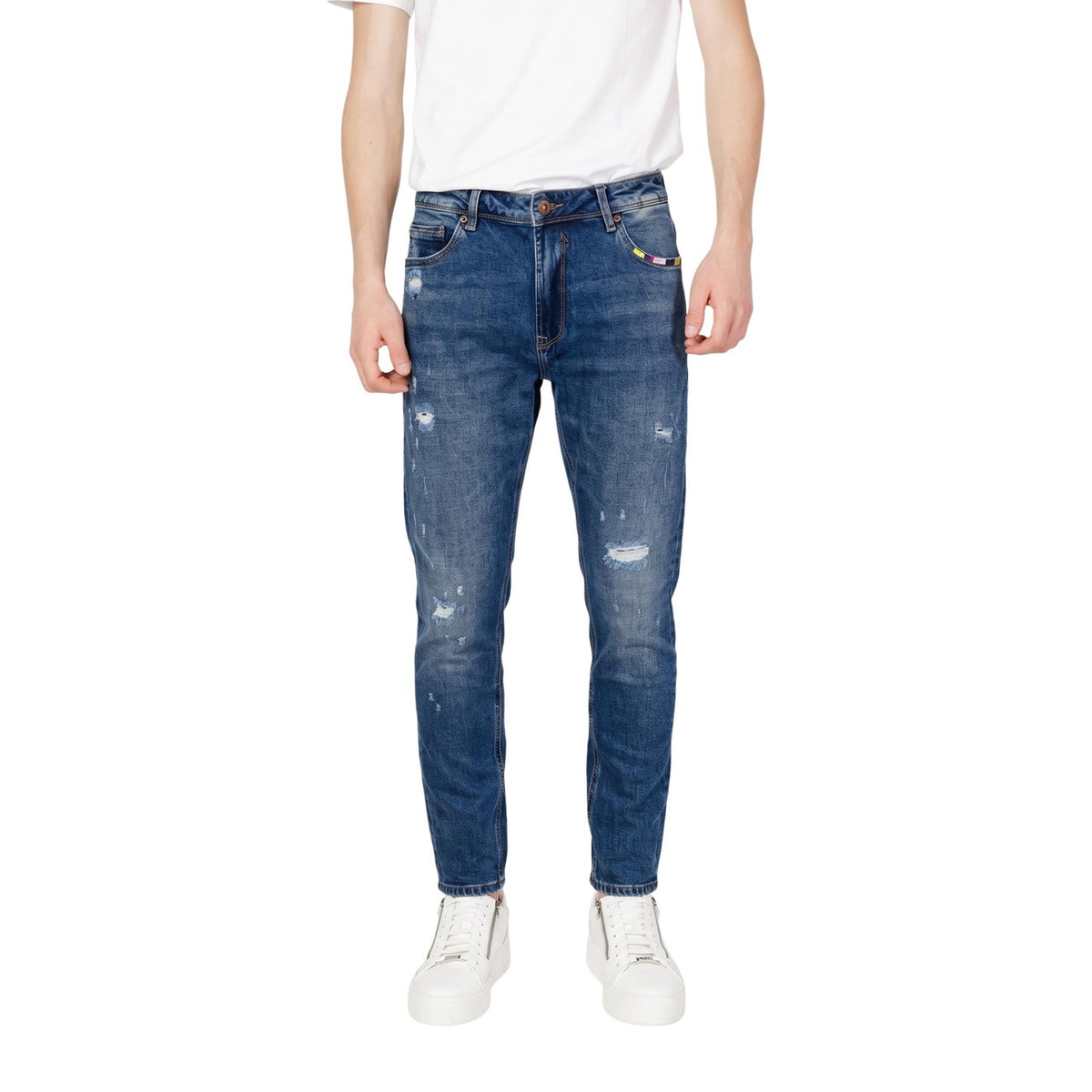 Gianni Lupo herenjeans blauw -gescheurd effect