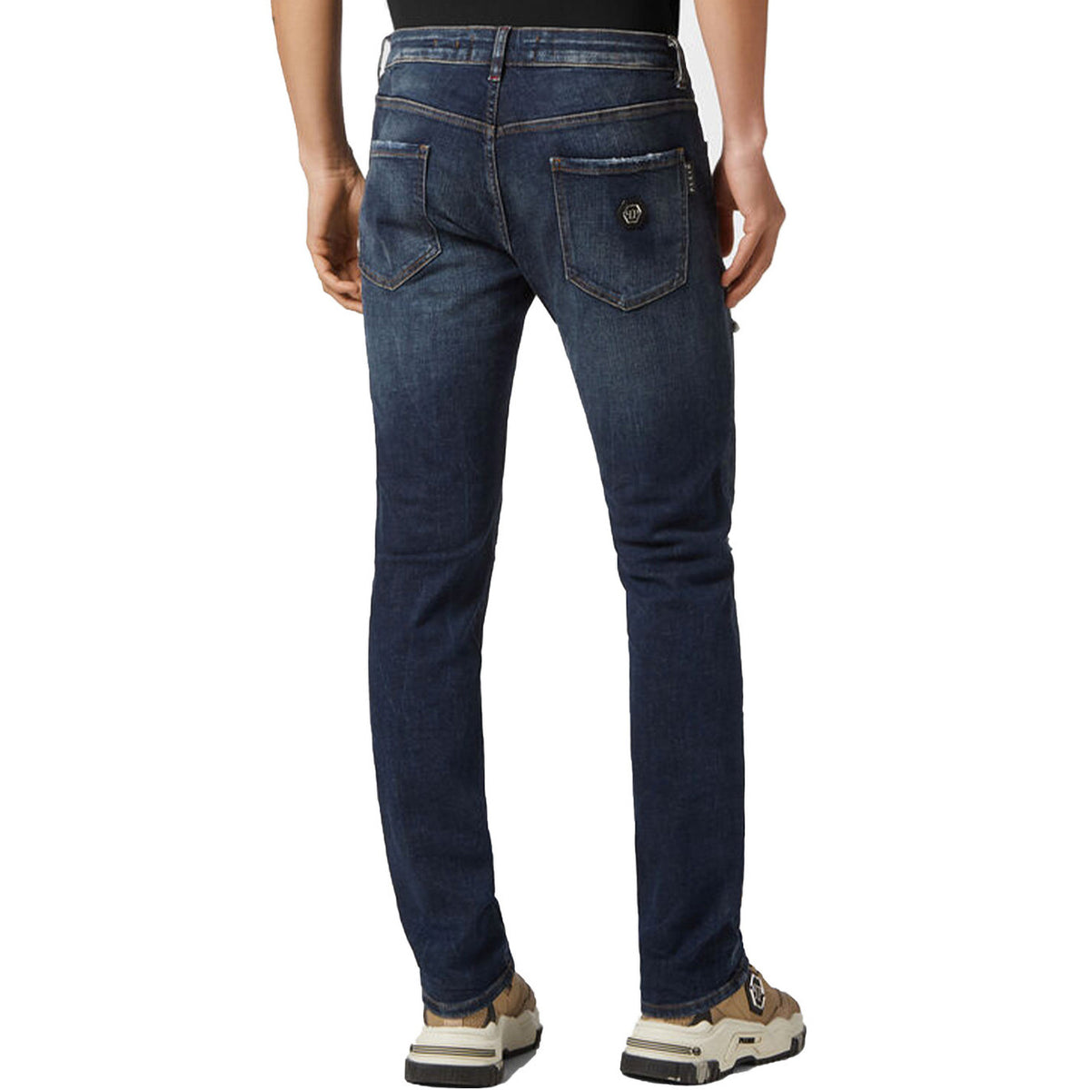 Philipp Plein herenjeans blauw -gesleten effect -gescheurd effect