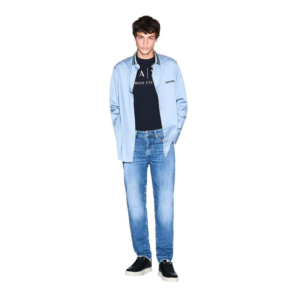 Armani Exchange herenjeans blauw rits en knopen