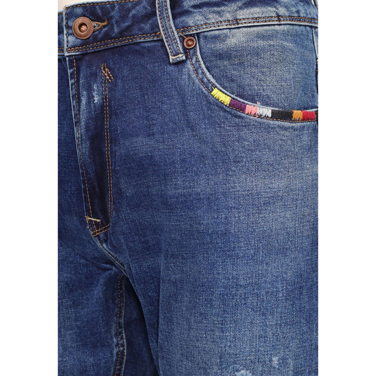 Gianni Lupo herenjeans blauw -gescheurd effect