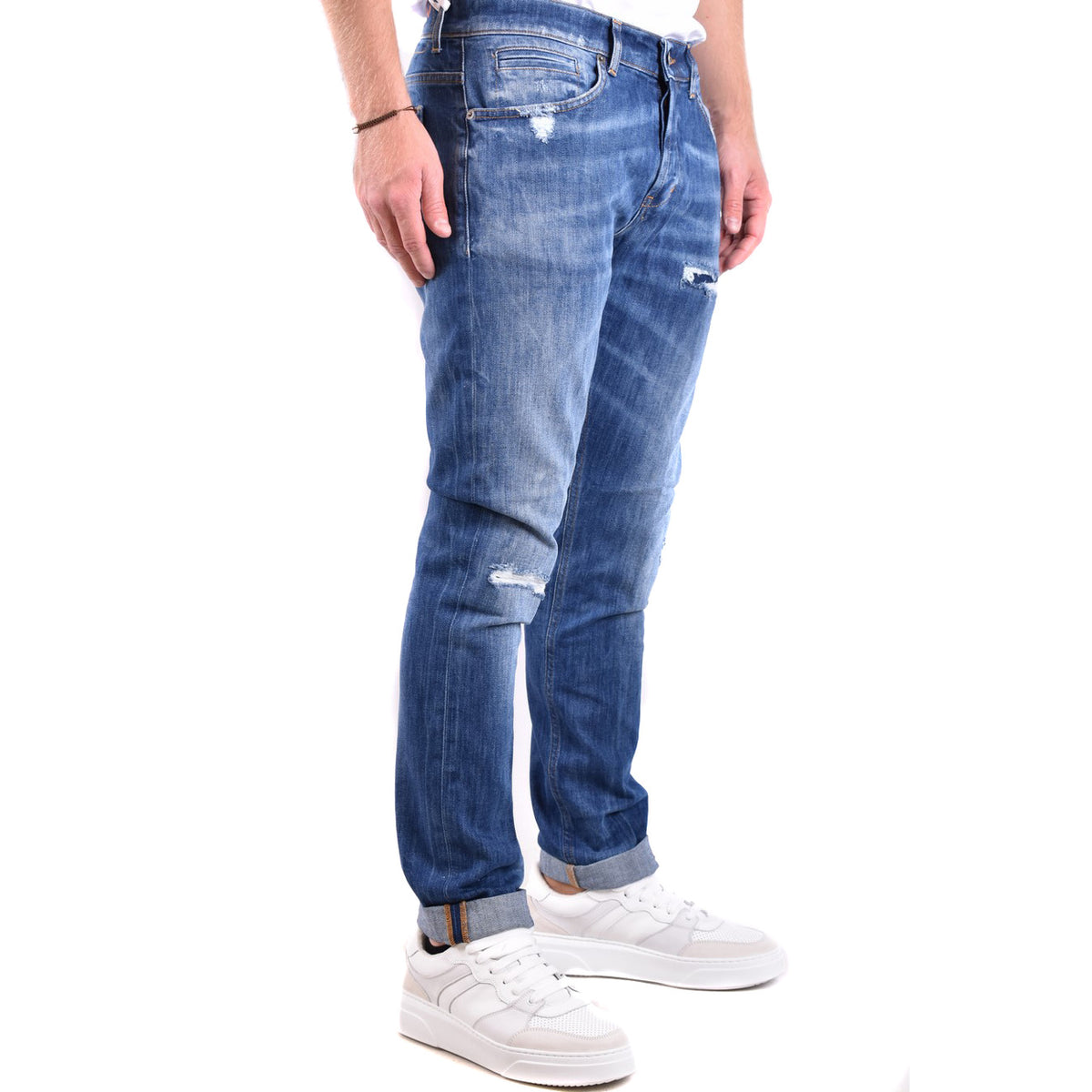 Dondup herenjeans blauw -gesleten effect -gescheurd effect