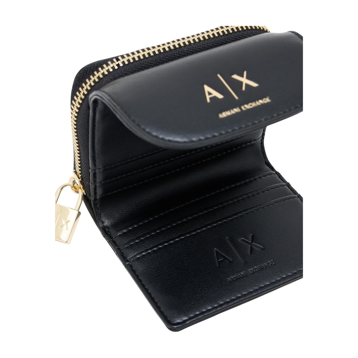 Armani Exchange portemonnee zwart rits en automatische knoop • zakken: binnenzakken • size (cm): w2 x h10 x l12 (cm) • andere details: -binnenvakken
